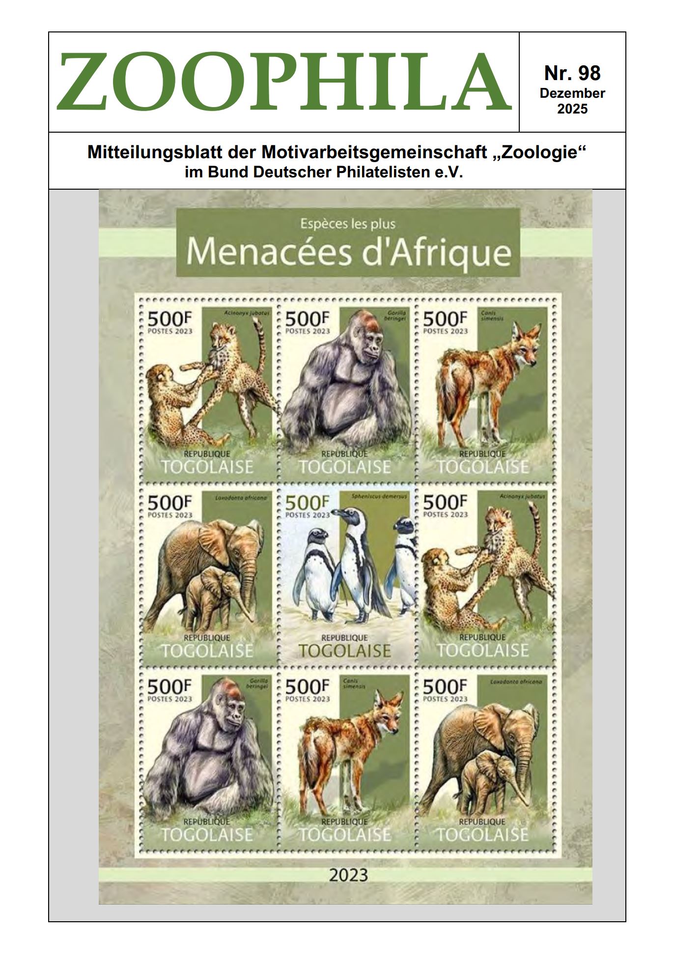 Titelbild Zoophila 98